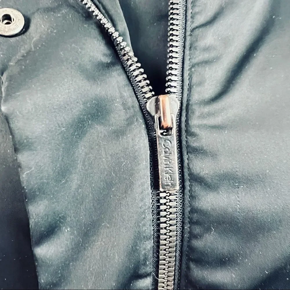 Vintage 90s Calvin Klein Quilted Rain Slicker Jacket Insulated Small